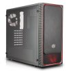 CoolerMaster Masterbox E500L fekete/piros ablakos ATX ház, táp nélkül