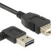 Delock 1m USB2.0-A-A hosszabbitó 90fokos kábel, fekete