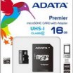 A-DATA 16Gb Class10 UHS-I microSD kártya + SD adapter