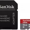 Sandisk Ultra Android 16Gb microSDXC Class 10 A1 + Android APP memóriakártya + SD adapter