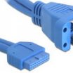 Delock USB3.0 19 pin fejes kábel anya - 2xUSB3.0-A
