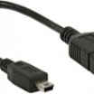 Valueline 20cm USB mini B - USB2.0-A OTG kábel, fekete