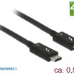 Delock 0,5m Thunderbolt 3 (40 Gb/s) USB-C male - male 4K 5A passzív kábel, fekete