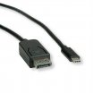 Roline 2m USB3.1 Type C male - Display Port male kábel, fekete