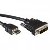 Roline 5m DVI M - HDMI M kábel, fekete