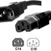 Microconnect PE011420 2m IEC C14 - IEC C15 monitor hálózati kábel, fekete
